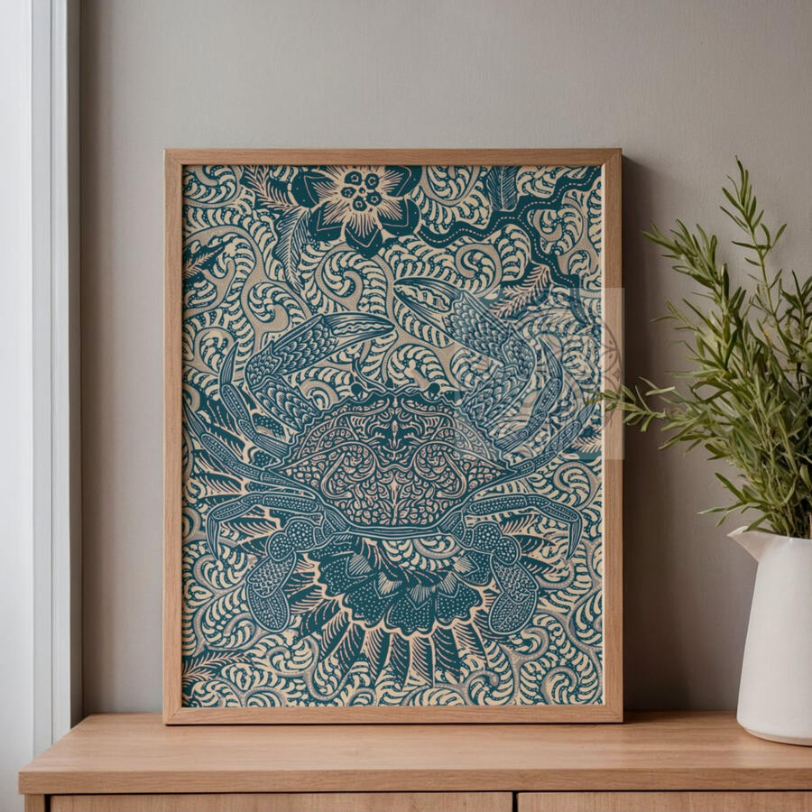 Crab Batik Wall Art Print Crab Batik Wall Art Print